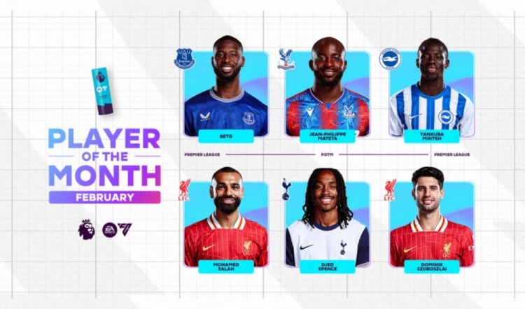 英超2月最佳候選：貝托、馬特塔、明特、薩拉赫、斯賓塞、索博