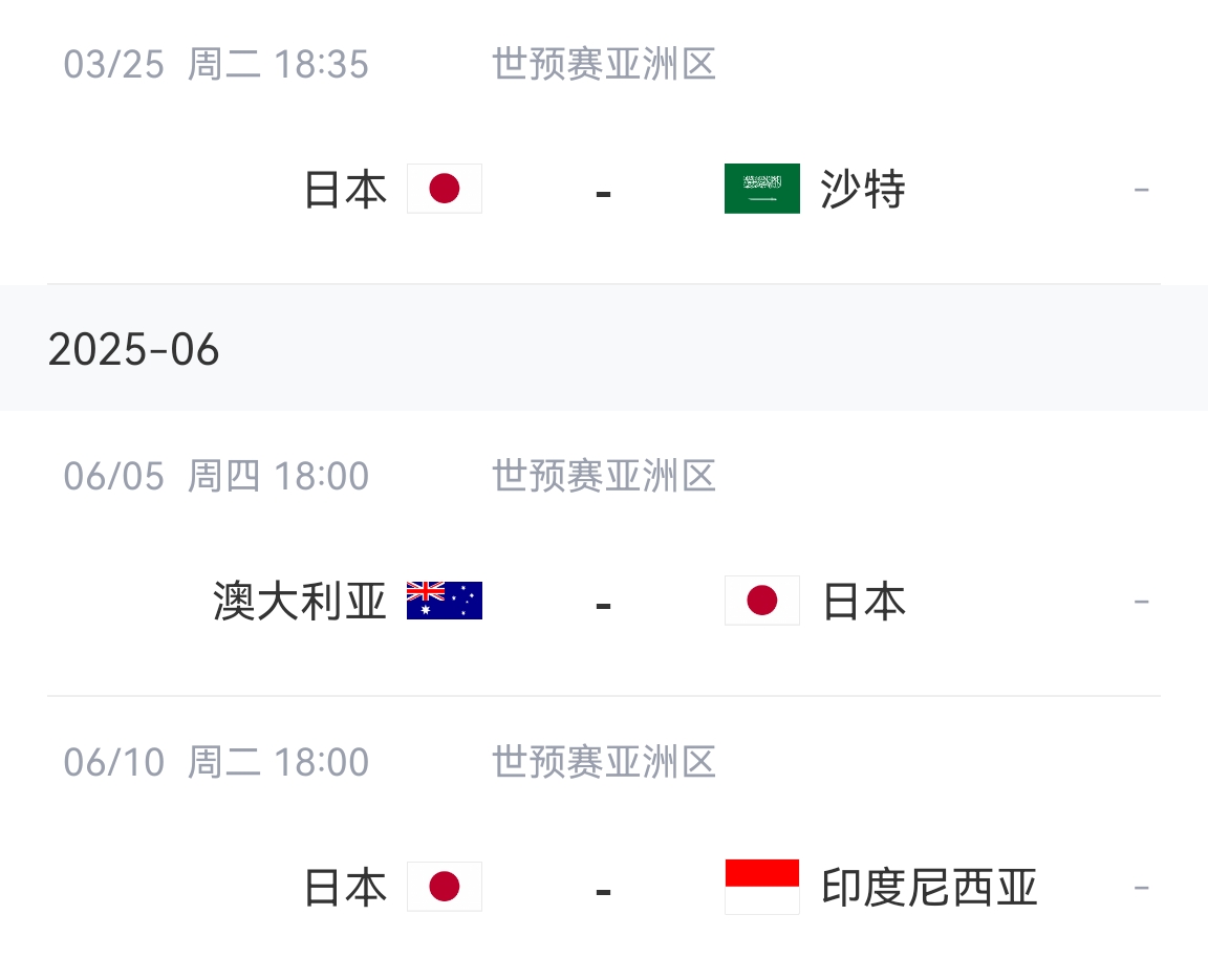 會(huì)不會(huì)放水？日本剩余賽程：主場vs沙特&印尼，客場vs澳大利亞