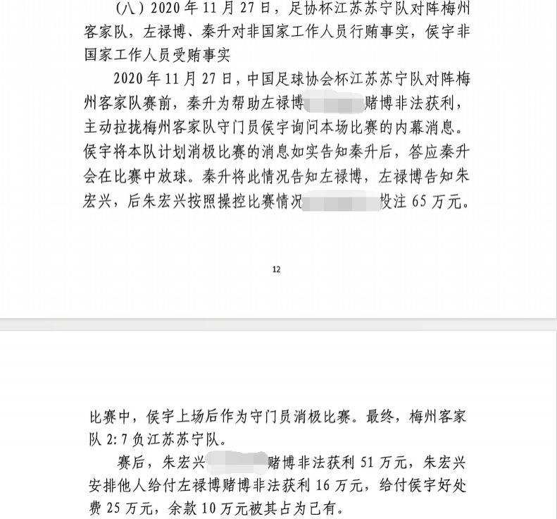 網(wǎng)傳判決書：足協(xié)杯梅州2-7江蘇，梅州門將侯宇收25萬消極比賽